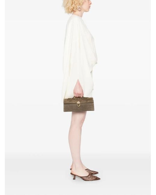SAVETTE Brown Symmetry Top-Handle Clutch Bag