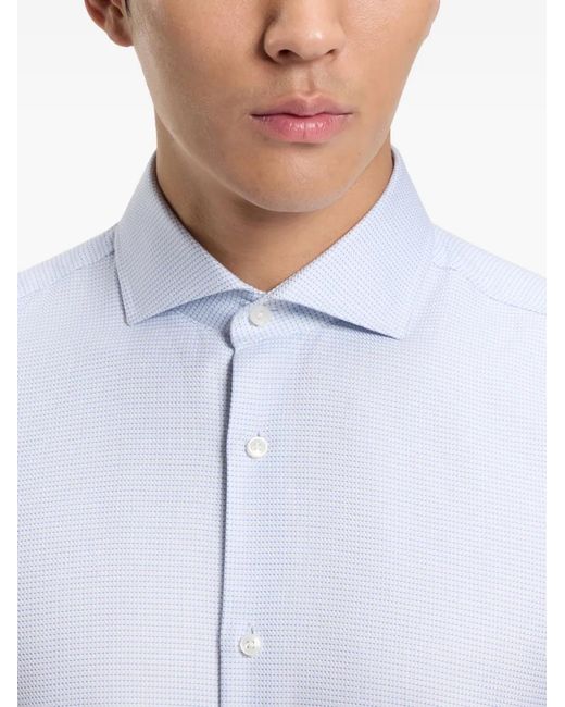 Boss White Buttoned Patterned Shirt for men