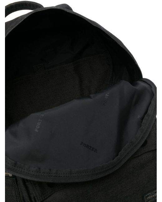 Porter-Yoshida and Co Black Smoky Logo-patch Backpack for men