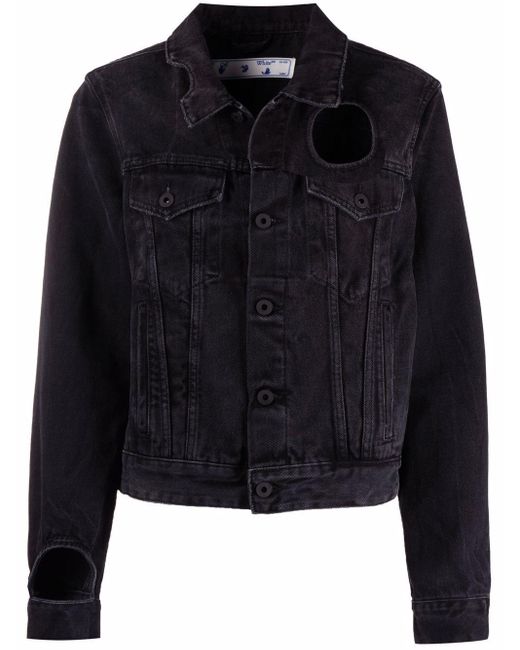 black cut off denim jacket
