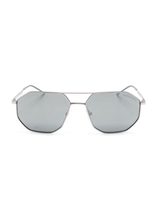Emporio Armani Gray Geometric-frame Sunglasses for men