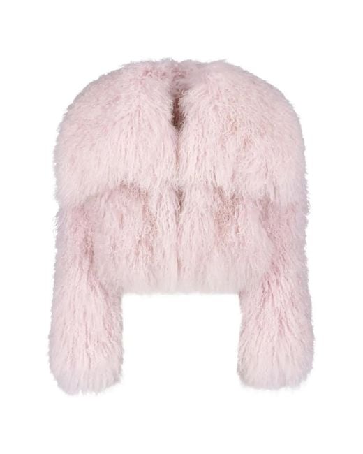 The Attico Pink Oversized Shearling Jacket