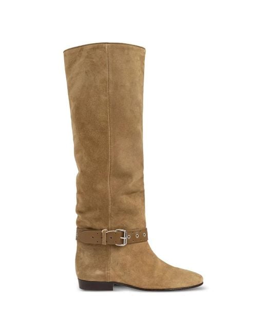 Isabel Marant Natural Rilton Buckle-Strap Boots