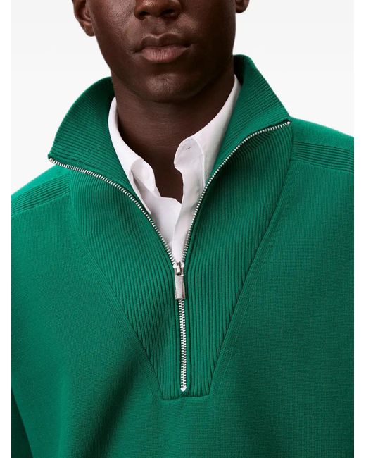 Calvin Klein Green Quarter-Zip Ribbed-Trim Sweater for men