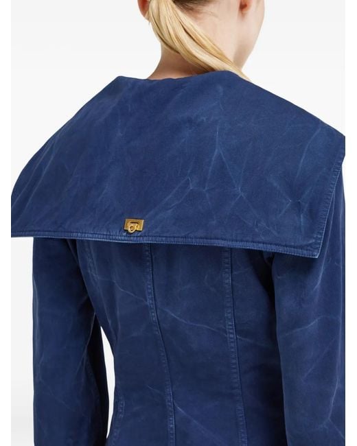 Ferragamo Blue Washed Gabardine Dress