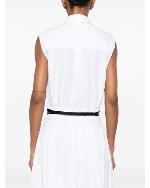 Maje Cropped Poloshirt in het White