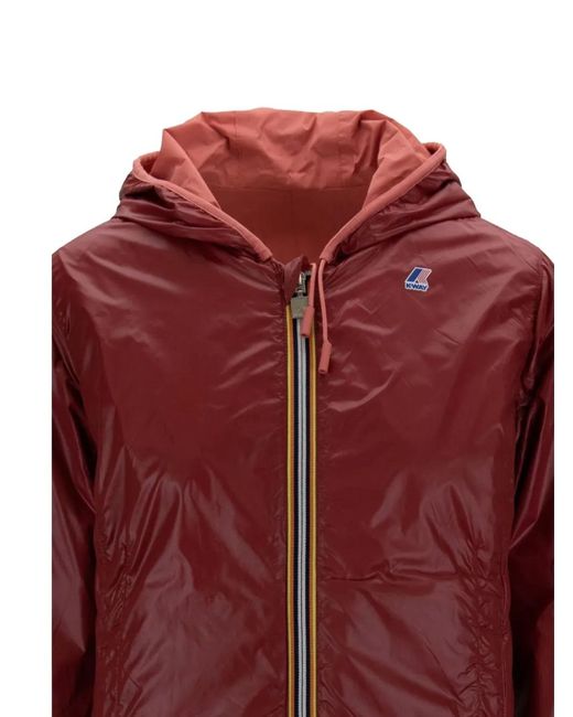 K-Way Red Hooded Zip Jacket