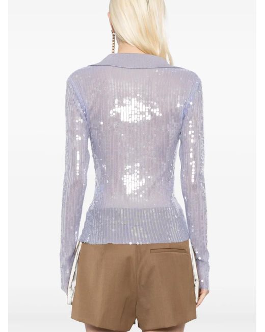 Monse Mesh Top Verfraaid Met Pailletten in het Blue