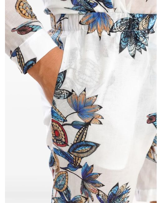 Amir Slama Blue Floral-Print Shorts for men
