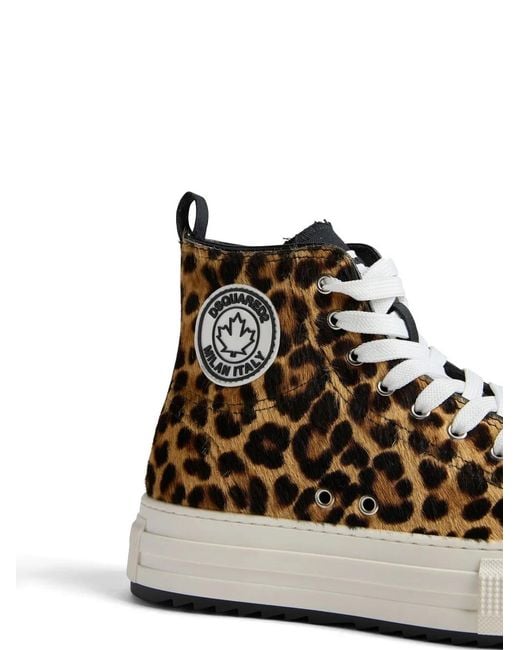 DSquared² Natural Leopard-Print High-Top Sneakers for men