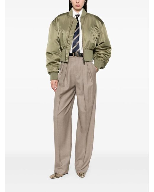 Saint Laurent Green Cropped Bomber Jacket