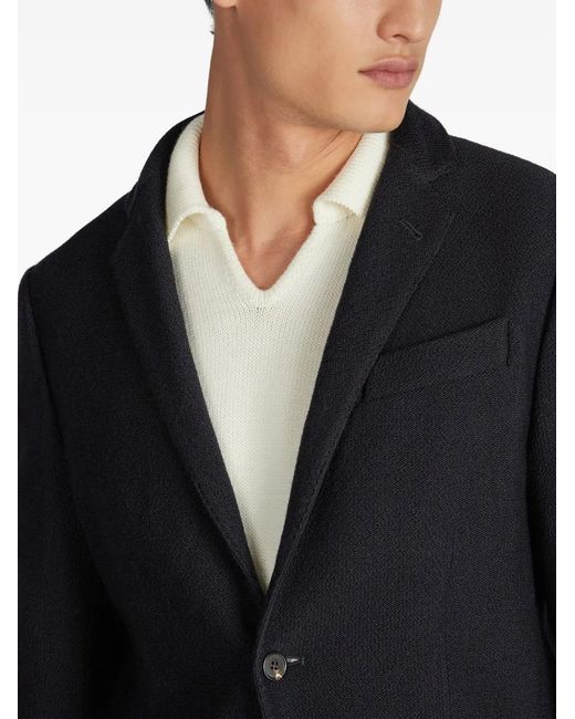 Zanone Blue Single-Breasted Wool Blazer for men
