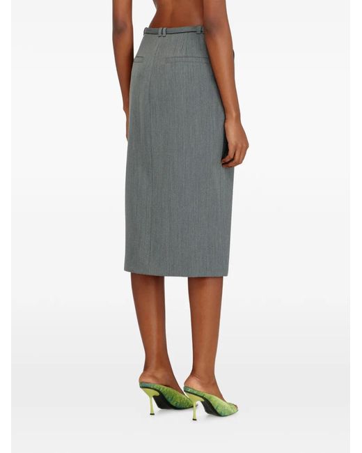 DIESEL Gray O-Rice Front-Zip Midi Skirt
