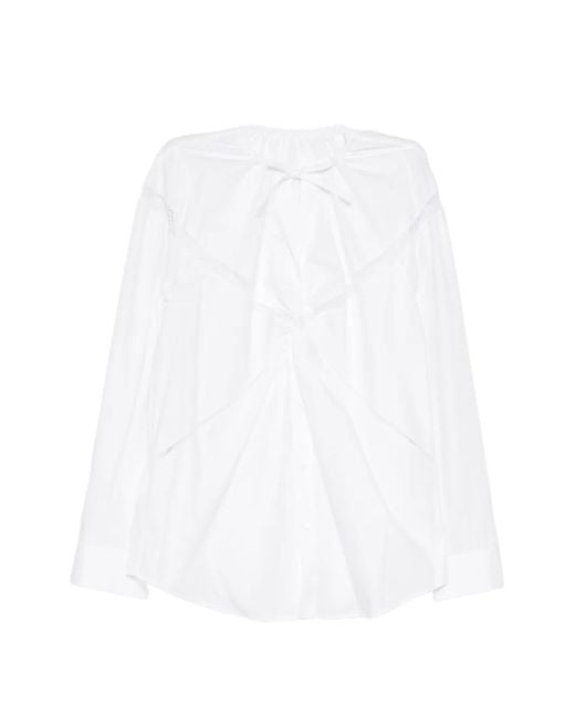 JNBY White Lace Drape Blouse