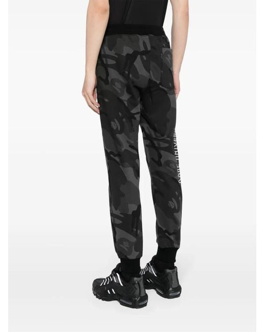 Aape By A Bathing Ape Black Camouflage-Print Tapered Track Pants for men