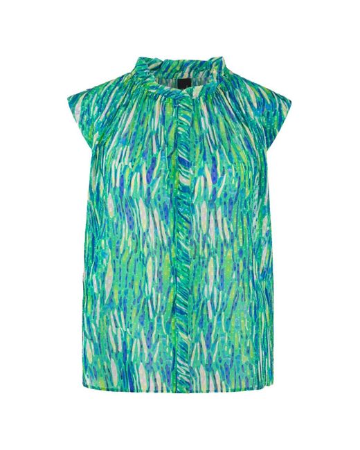 Marc Cain Green Ruffled Printed Top
