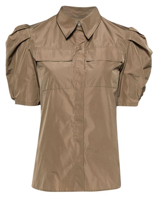MSGM Brown Short Puff-sleeves Shirt