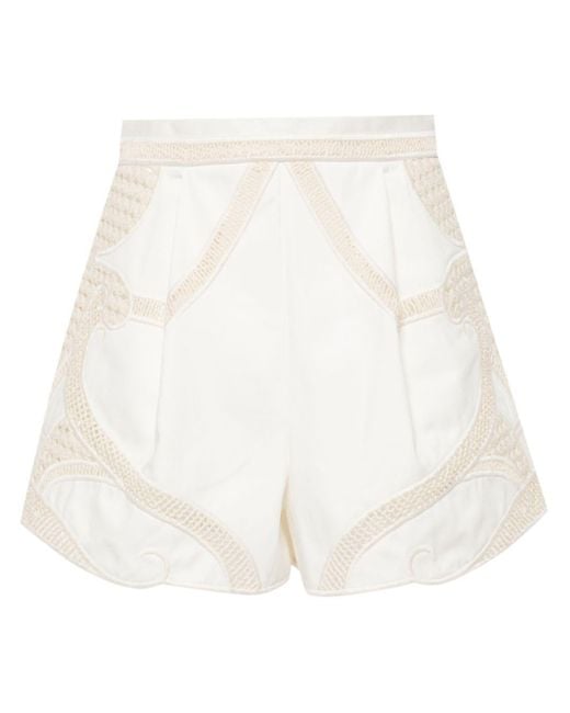 Maje White Crochet-trim Shorts