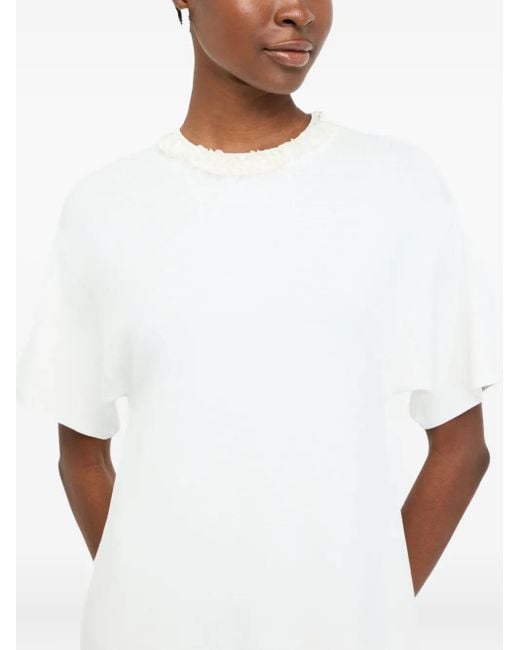 Liu Jo White Sequin-Embellished Crew-Neck Mini Day Dress