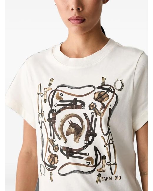 Farm Rio White Graphic-Print T-Shirt