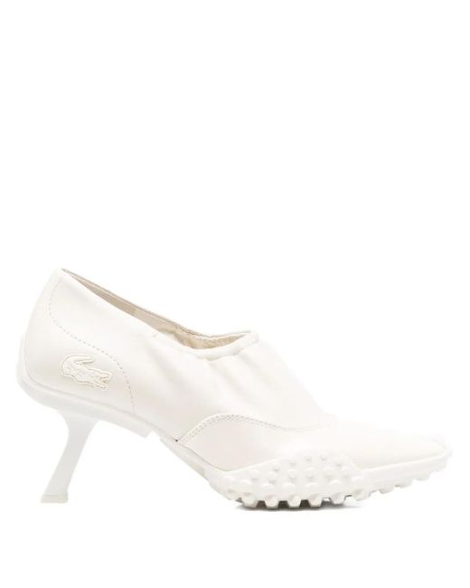 Lacoste White Logo-Patch Heeled Pumps