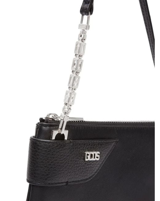 Gcds Black Small Comma Notte Asymmetric Shoulder Bag