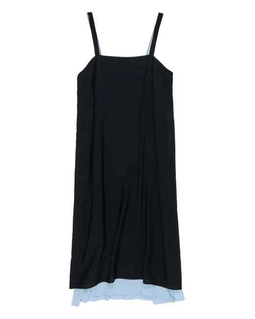 Bimba Y Lola Black Square-Neck Layered Midi Dress