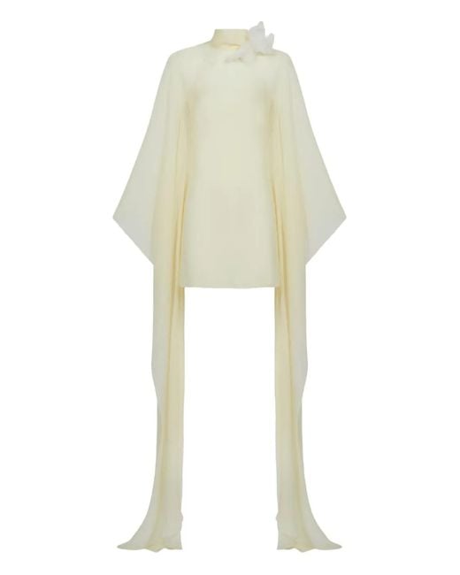 ‎Taller Marmo White Lanzarote Flower-Embellished Silk Mini Dress