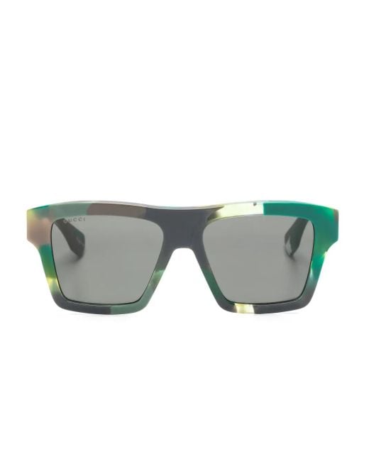 Gucci Gray Tortoiseshell Square-Frame Sunglasses