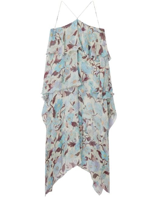 Stella McCartney White Lady Garden-Print Silk Chiffon Dress
