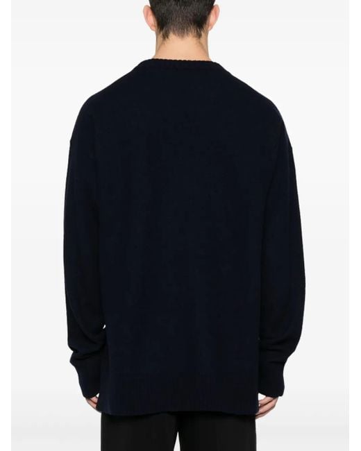 Jil Sander Blue Side-Slits Wool Jumper for men