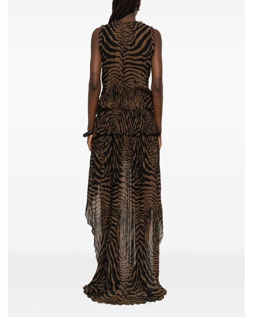Blumarine White Ruffled Zebra-Print Mini Dress
