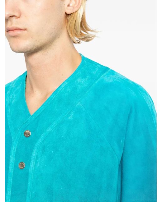 A LEATHER Blue Chemise Imprimé for men