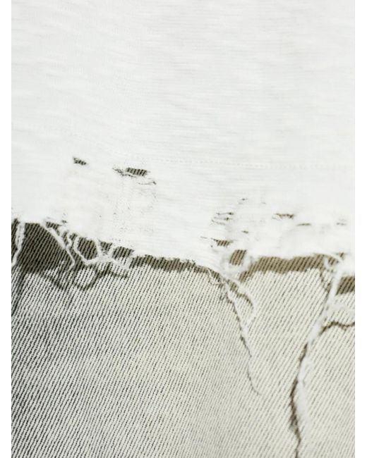 M I S B H V White Logo-Print Distressed T-Shirt for men