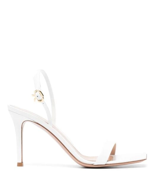 Gianvito Rossi White Ribbon Stiletto 85Mm Leather Sandals