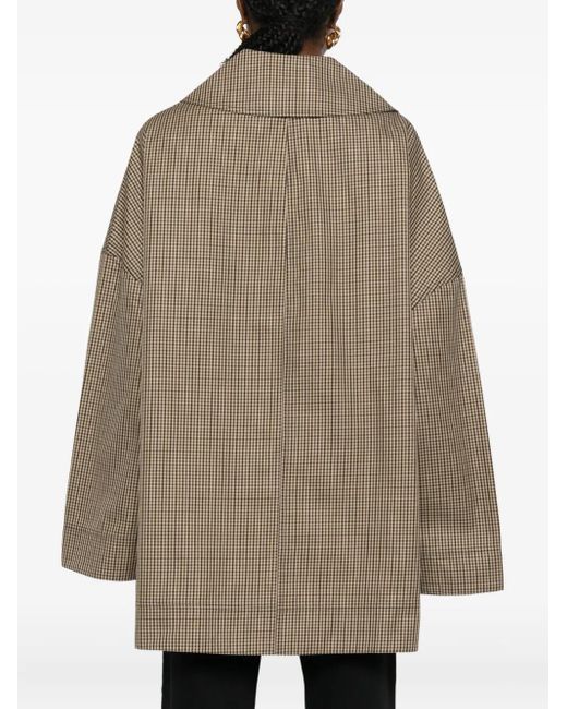 Totême Brown Double-Breasted Checked-Pattern Jacket