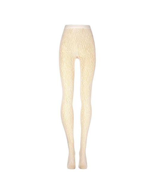 Wolford White Lace-Effect Tights