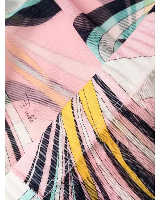 Emilio Pucci Pink Semi-Sheer Graphic-Print Tights