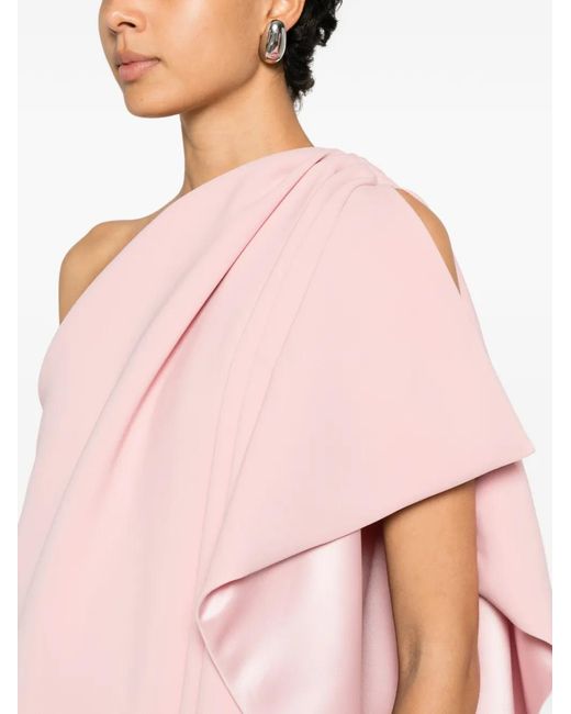 Jean Louis Sabaji Pink Ruffled One-Shoulder Dress