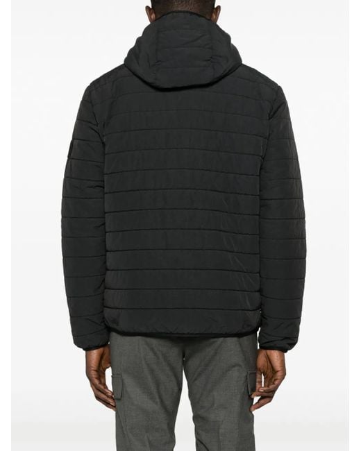 Tommy Hilfiger Black Logo-Embroidered Padded Hooded Jacket for men