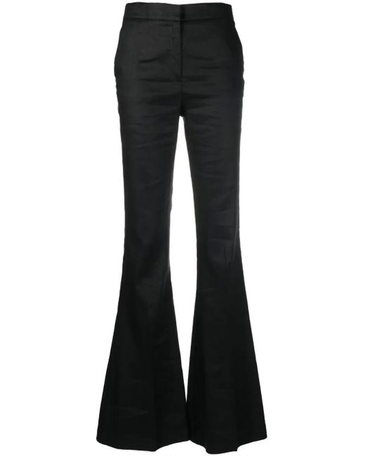OMBRA MILANO Black High-Waisted Flared Trousers