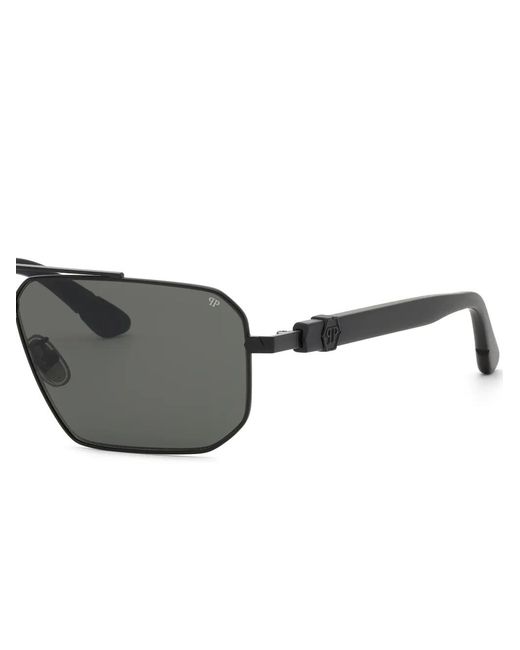 Philipp Plein Gray Double-Bridge Pilot-Frame Sunglasses for men