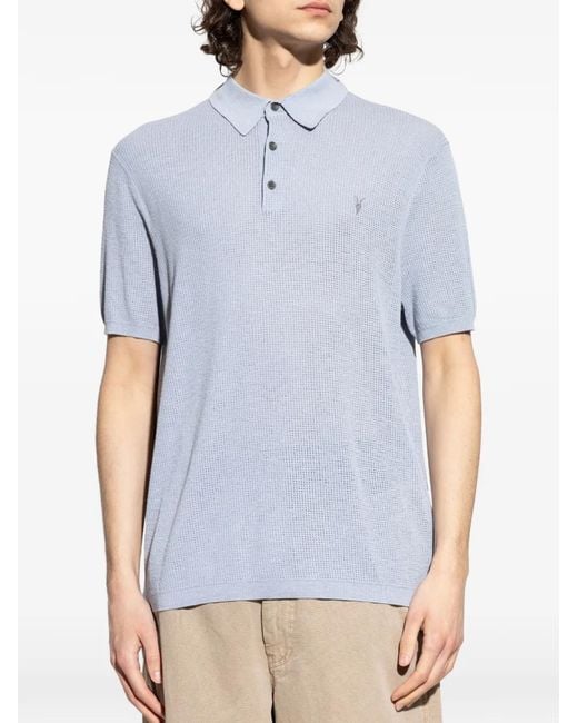 AllSaints Blue Buttoned Polo Shirt for men
