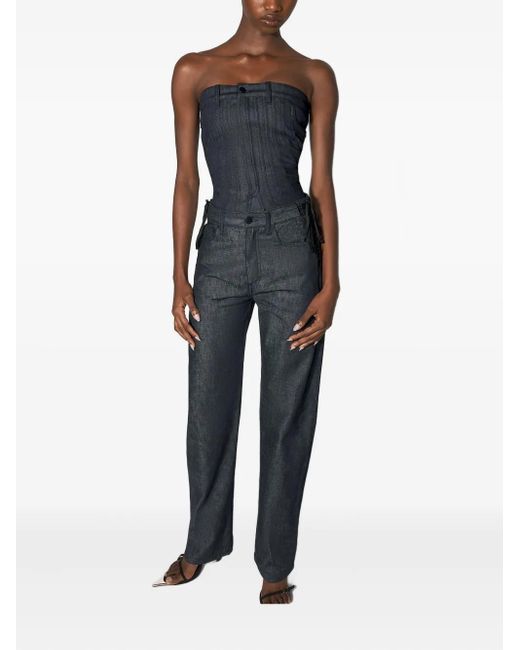 Mugler Blue Lace-Up Straight Jeans
