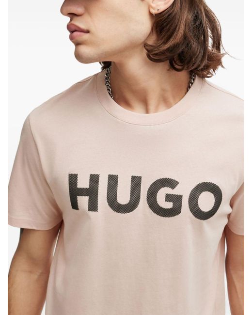 T-shirt con stampa di HUGO in Natural da Uomo