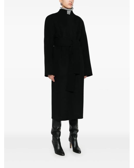 Khaite Black Belted Wool Coat