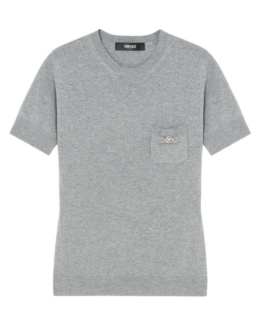 Versace Gray Medusa-plaque Knitted Top