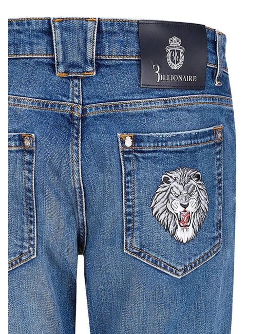 Billionaire Blue Pantalon Lion À Coupe Droite for men