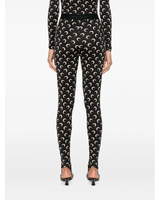 MARINE SERRE Black Moon-Print Leggings