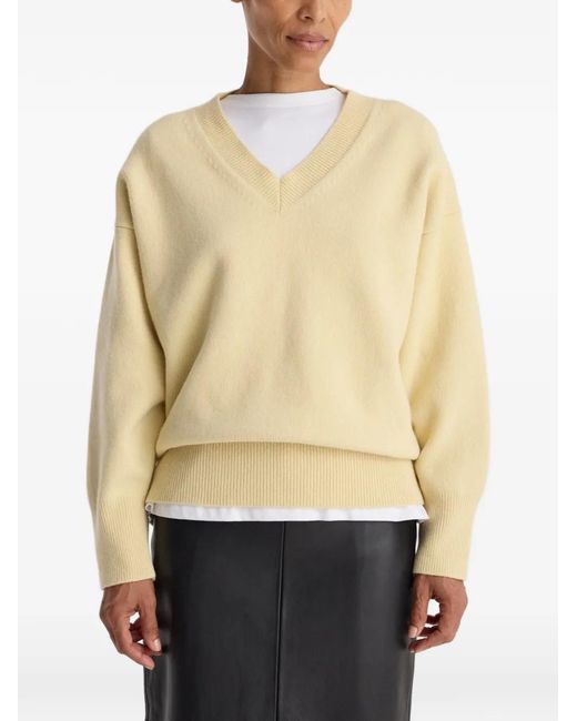 Rohe Natural Classic V-Neck Ribbed-Trim Sweater